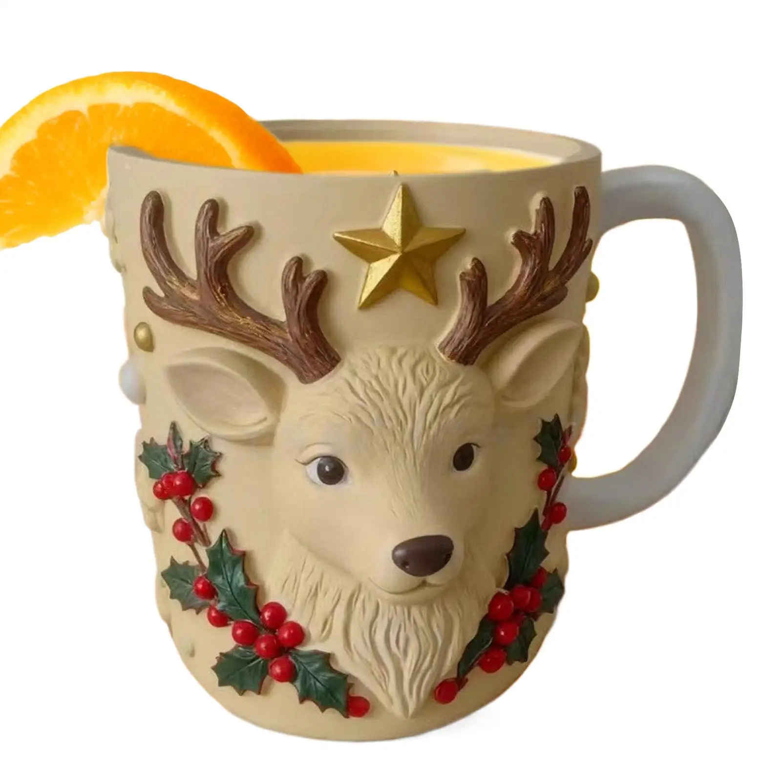 Cute Christmas Element Mugs Resin Christmas Elk Gingerbread Man Stockings Tree Christmas Decorations Holiday Coffee Mugs