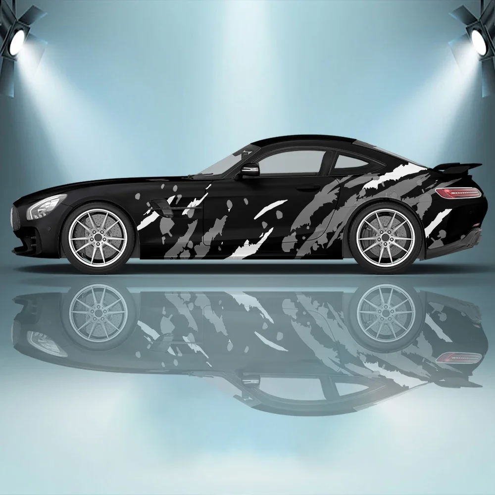 

Gray Striped Ink Spray Car Side Sticker Decoration,PVC Waterproof Scratch Resistant Decal,Car Protection,Auto Accessories Gift