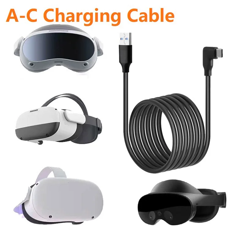 Charging Cable for Pico4/3/Quest/Quest2/Quest Pro VR Glasses A-C Link Serial Charging Cable(5 Metres)