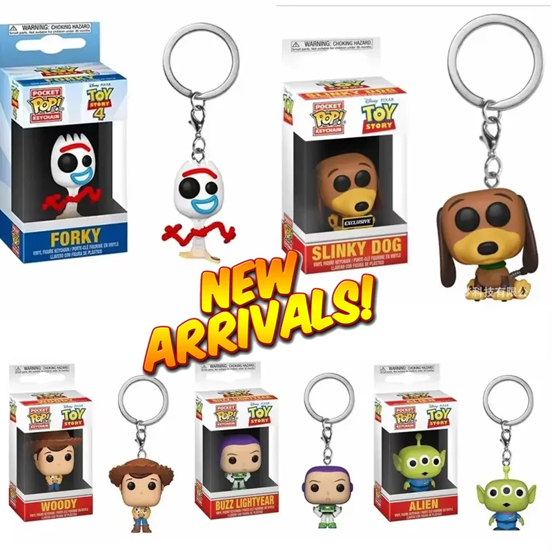 2026 FUNKO Pocket Keychain Toy Story Woody Alien Buzz Lightyear Forky Slinky Dog Action Figure Toys with original box