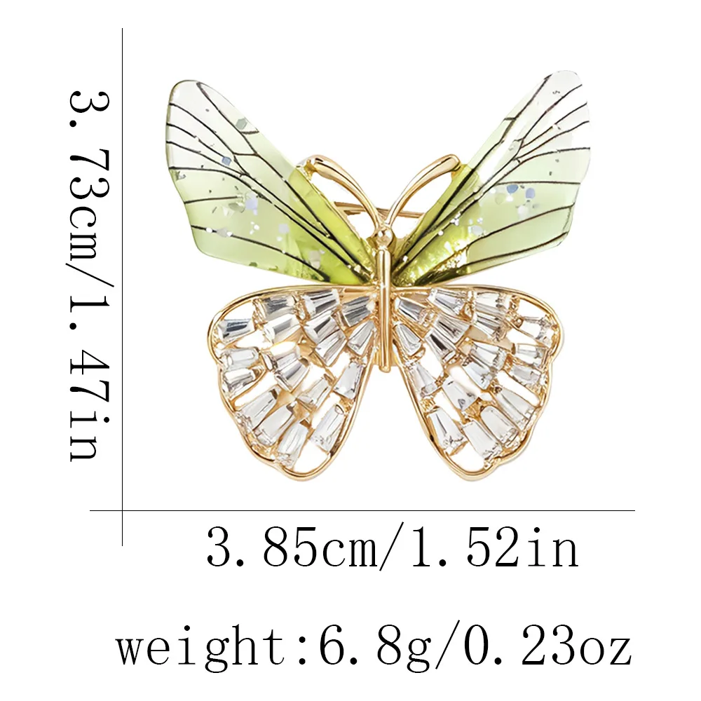Gentle Forest Style Transparent Wing Butterfly Brooch Women's Rhinestone Suit Dress, Temperament Pin, Niche High-end Accessory