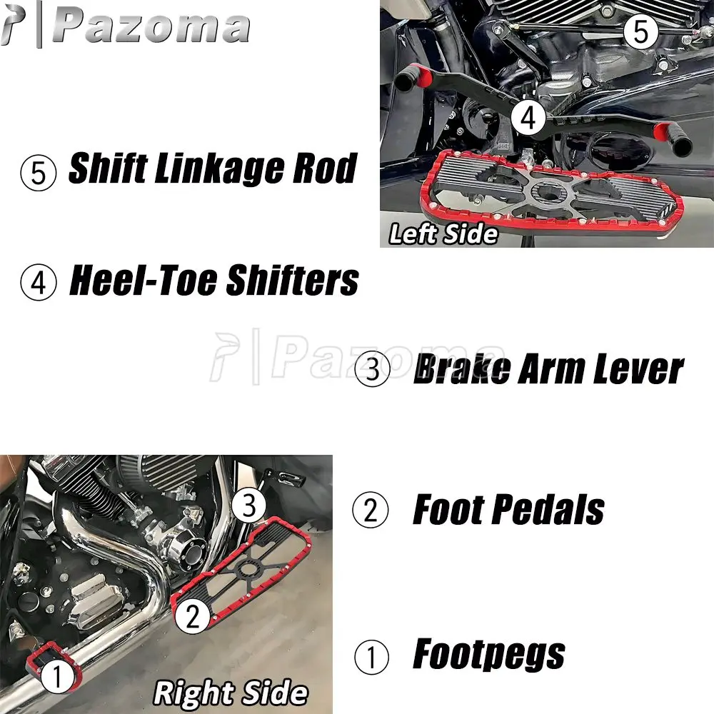 Rear Foot Brake Levers Pedal Footpegs Motorcycle Shifter Linkage Rod For Harley Road Glide FLTR FLTRX Special FLTRXS CVO FLTRXSE