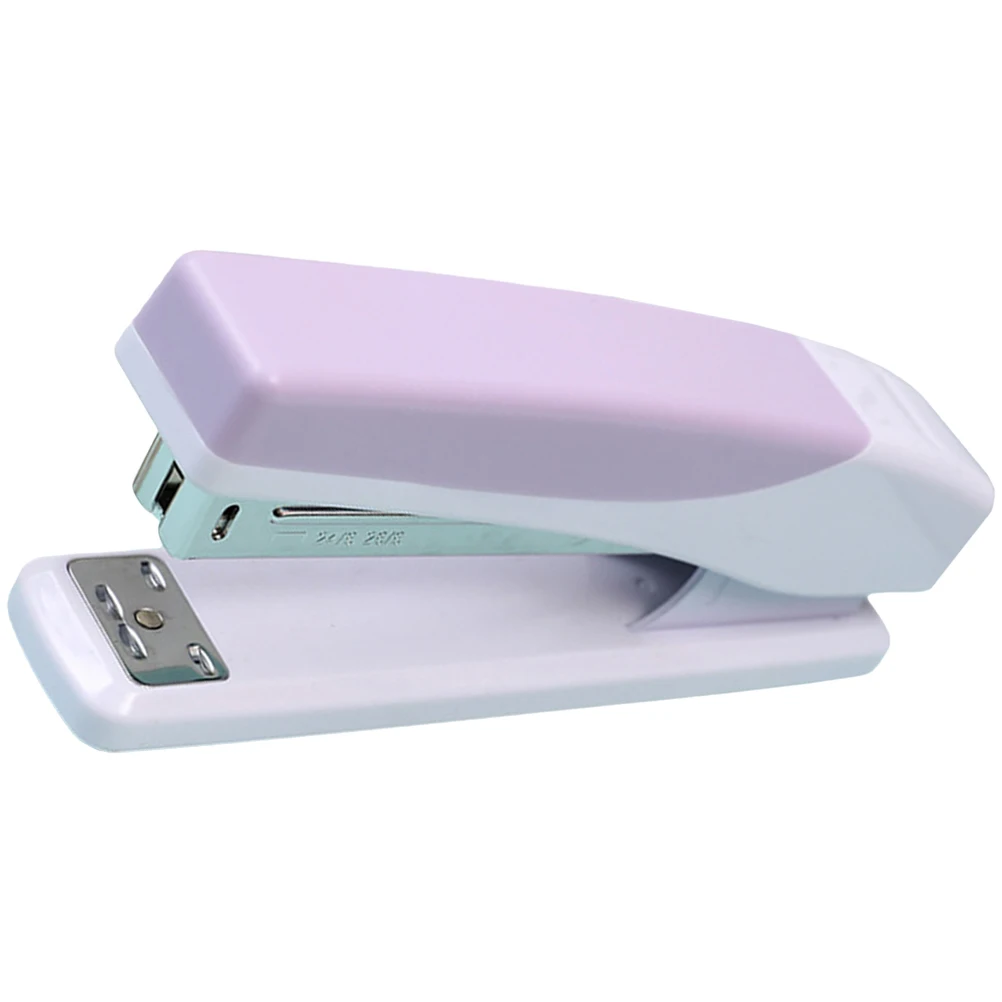 

Large Capacity Stapler Long Handle Macaron Double Color Lavender Easy Use Home School Office Binding Tool Desktop