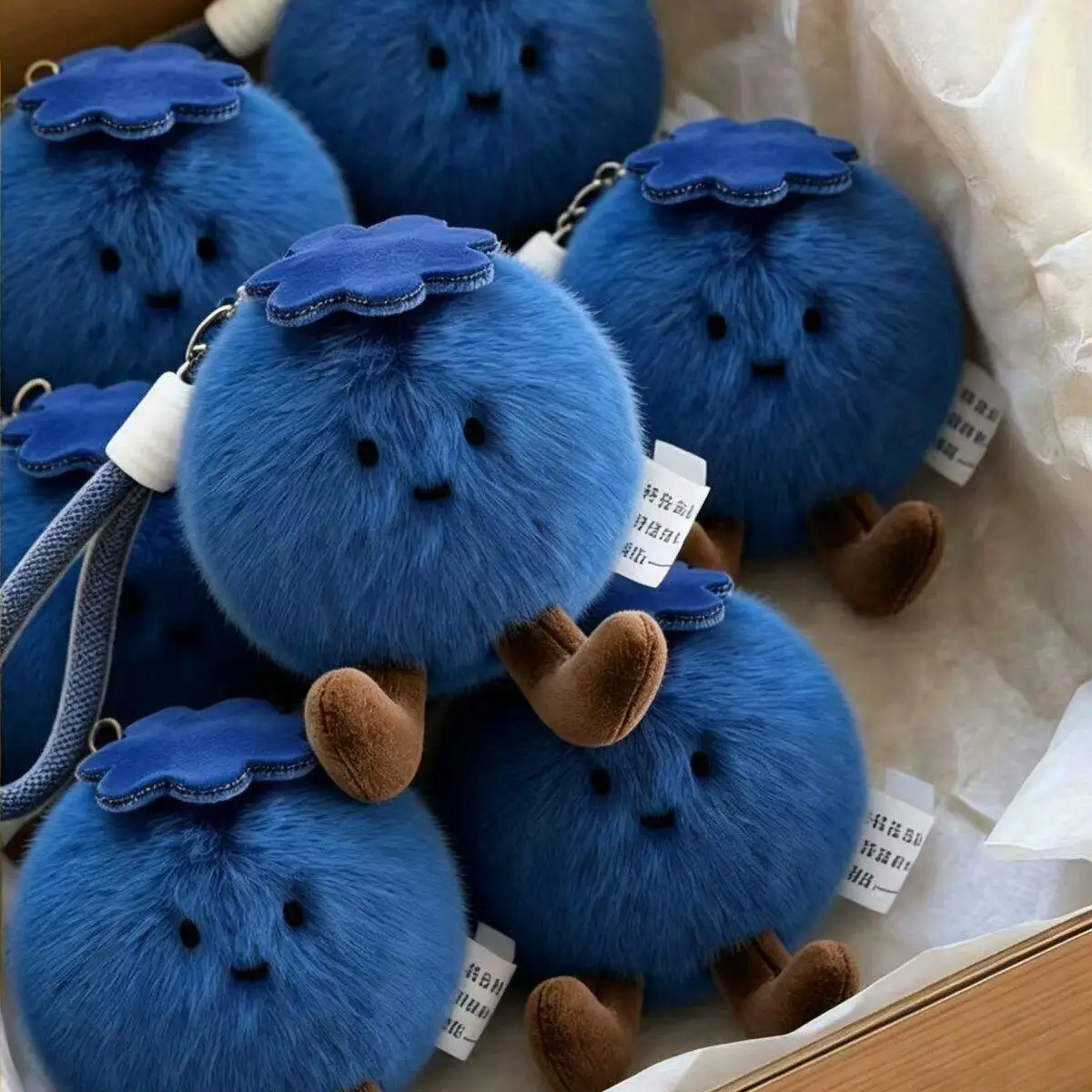 

Blueberry Plush Keychain Cute Cartoon Stuffed Doll Bag Charm Car Pendant Lovely Ornament For Bag Key Home Table Decoration