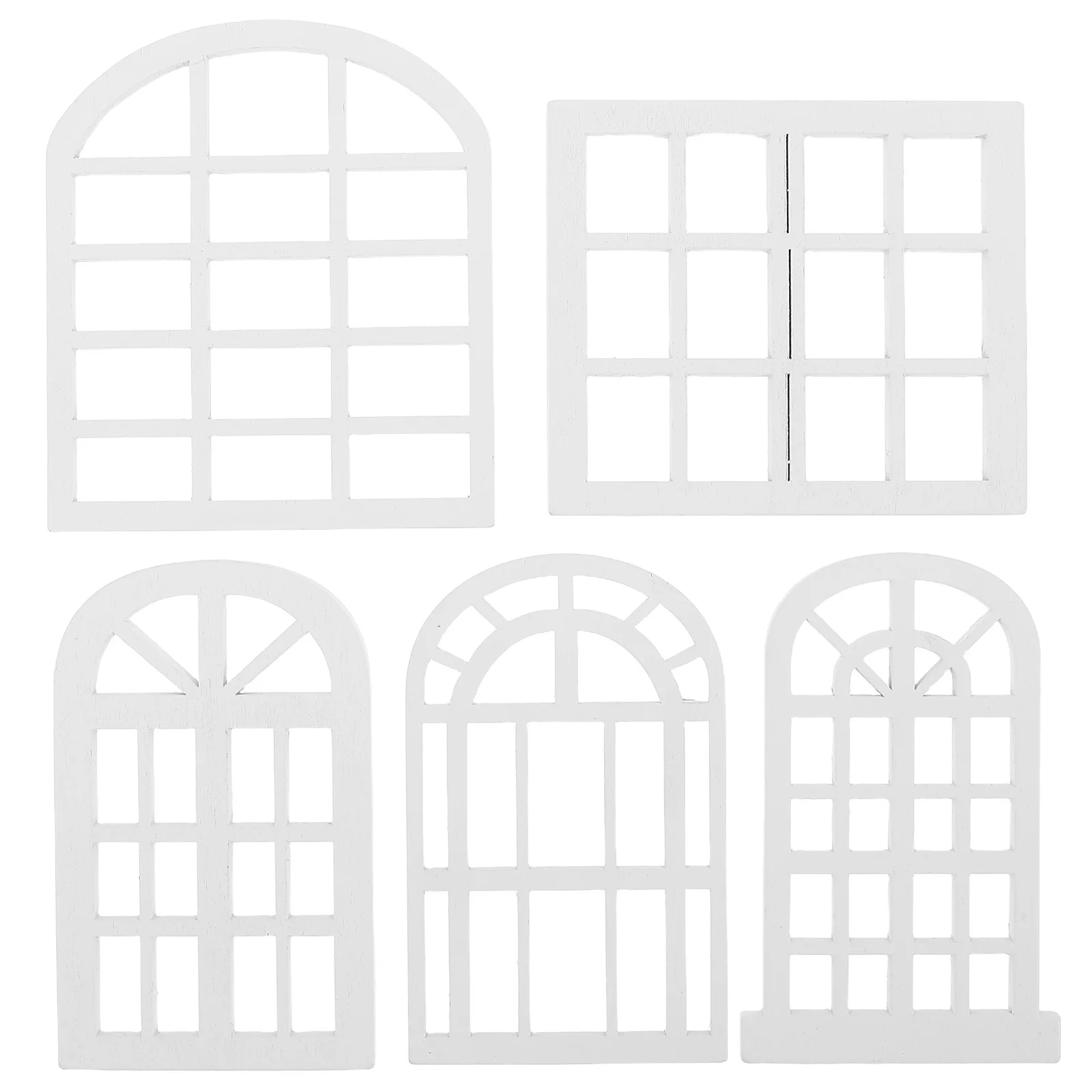 

5Pcs Miniature Window Frames Hollowout Wood Craft 1:12 Scale Furniture Dollhouse Accessories Decoration Supplies