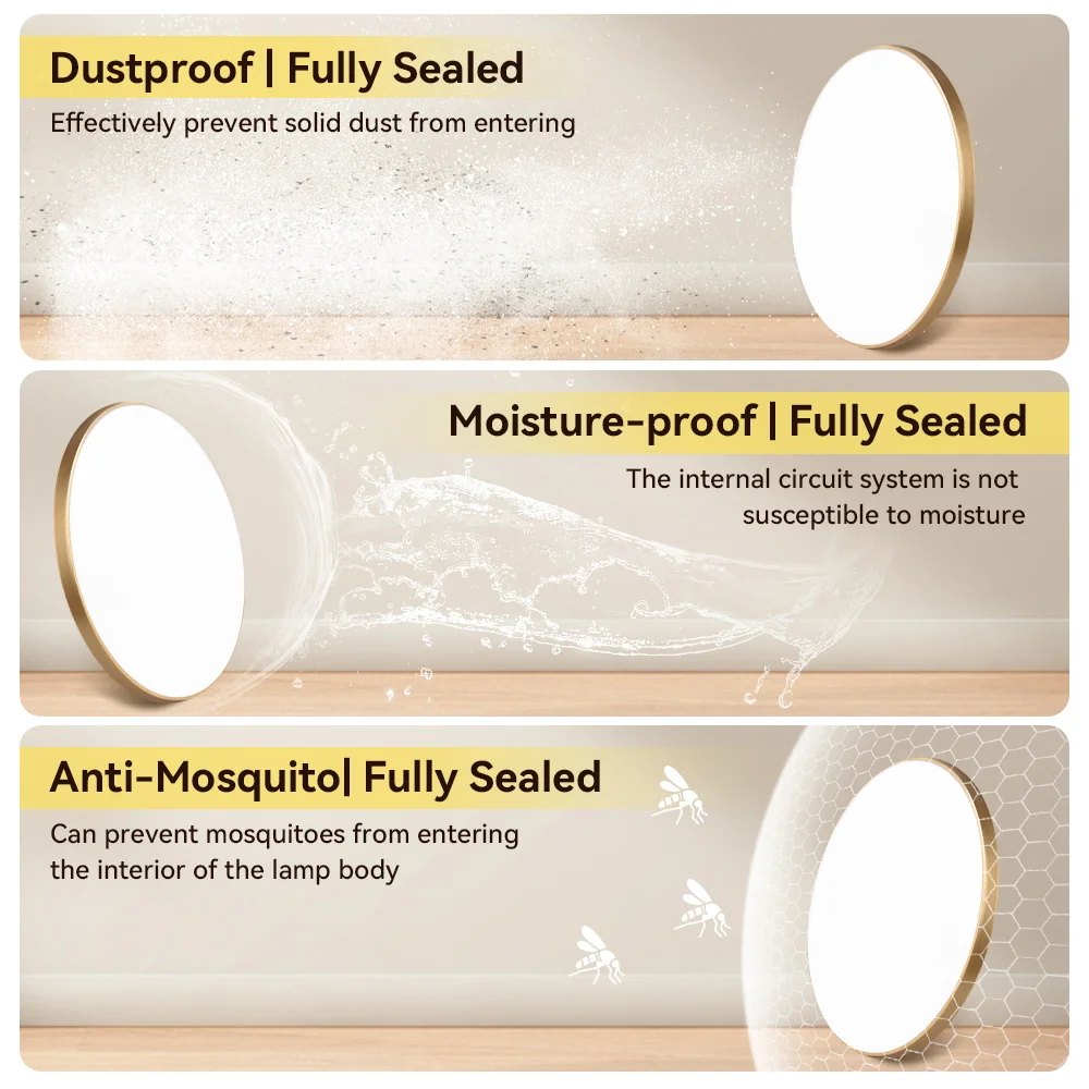 عكس الضوء أضواء السقف Led مصباح الحمام مع جهاز التحكم عن بعد 3 ألوان Led ثريا تركب بالسقف لغرفة المعيشة مصباح السقف 220 فولت #4