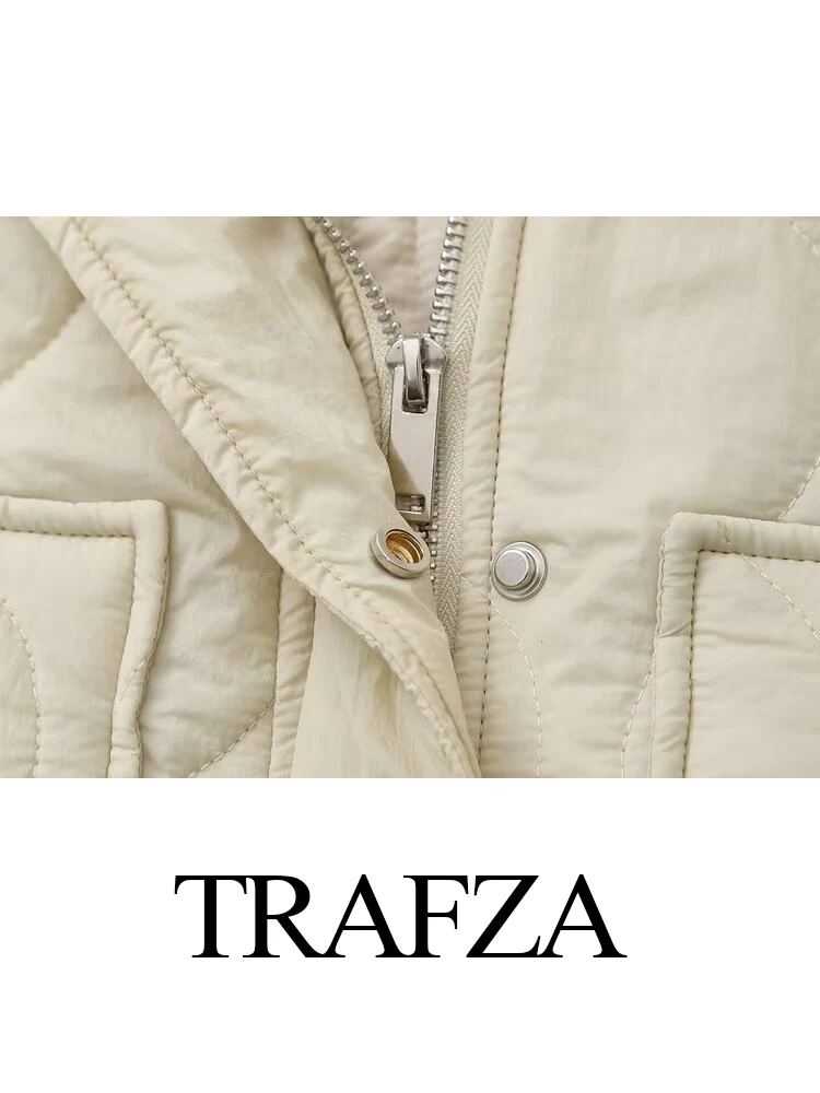 TRAFZA dames wintermode serie strik versierd katoenen jas met lange mouwen vrouwelijke elegante high street warme zakjas