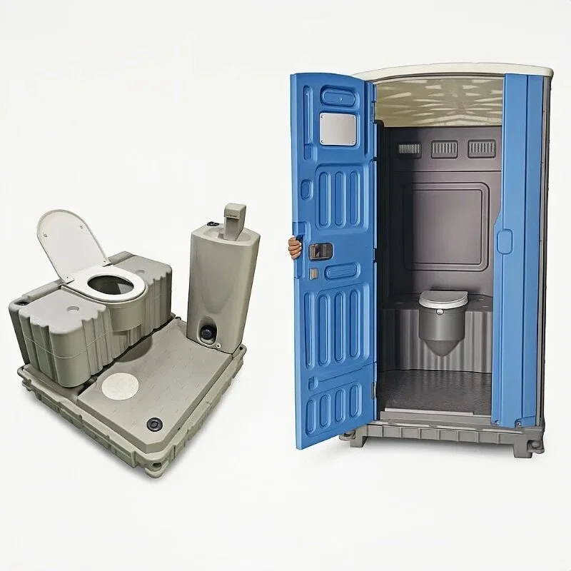 Self-Contained Portable Toilet  Mobile Plastic with Sink for Construction Site Outdoor Camping Easy to Clean Assemble