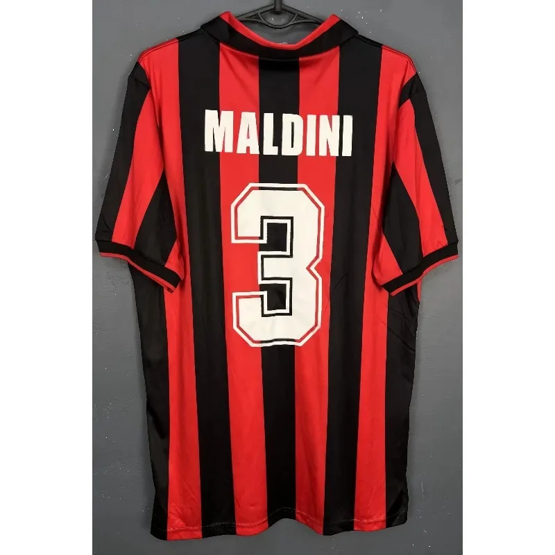 ريترو مالديني 3 للرجال ميلان 1990_1992 كرة القدم قصيرة الأكمام 3Ds تنفس التدريب الرياضي التجفيف السريع نادي كرة القدم