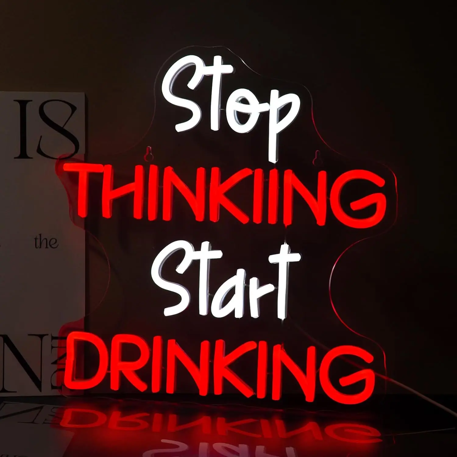 Stop Thinking Start Drinking Neon Sign Bar Wall Decor Led Light Up Sign For Room Decoration Home Studio Man Cave Shop Art Lamps