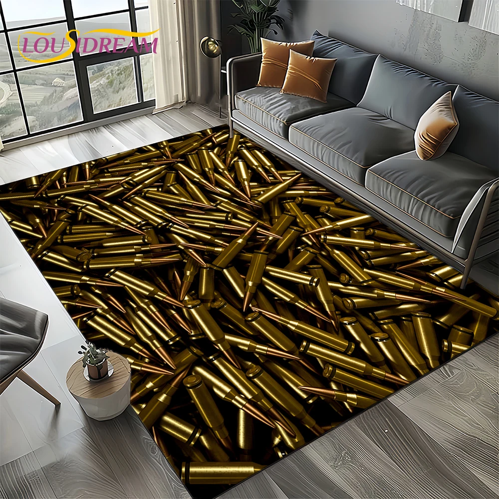 27 Style Retro Guns Pistol Ammunition Bullet Cartridge AK M4 Rug Carpet for Living Room Bedroom Decor,Non-slip for Sofa Doormat