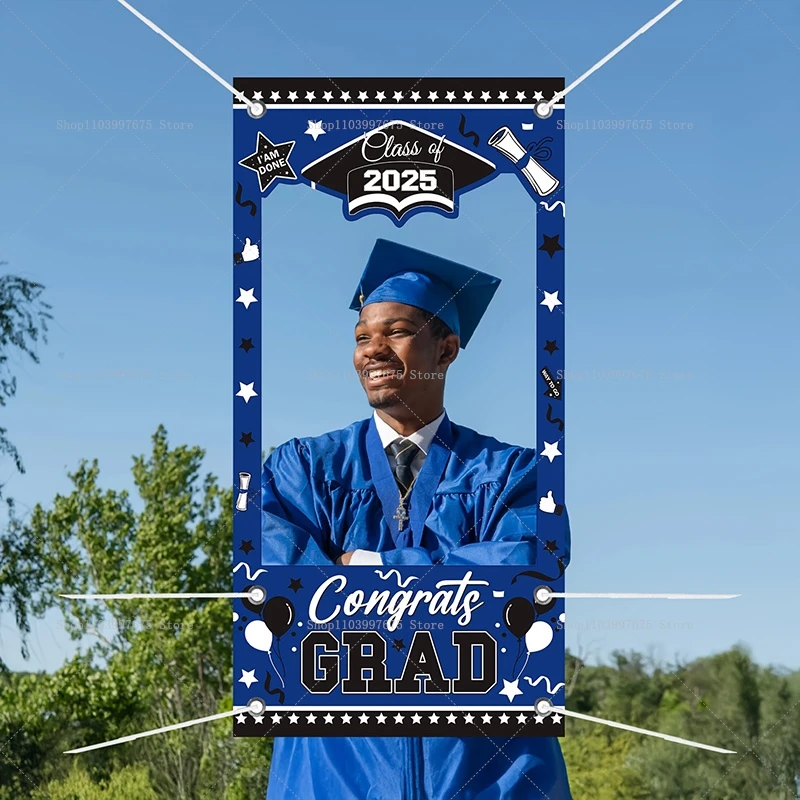 2025 Graduation Photo Booth Frame Props Vinyl Backdrop Class of 2025 Grad Celebrations Decor Shooting Background Party Supplies