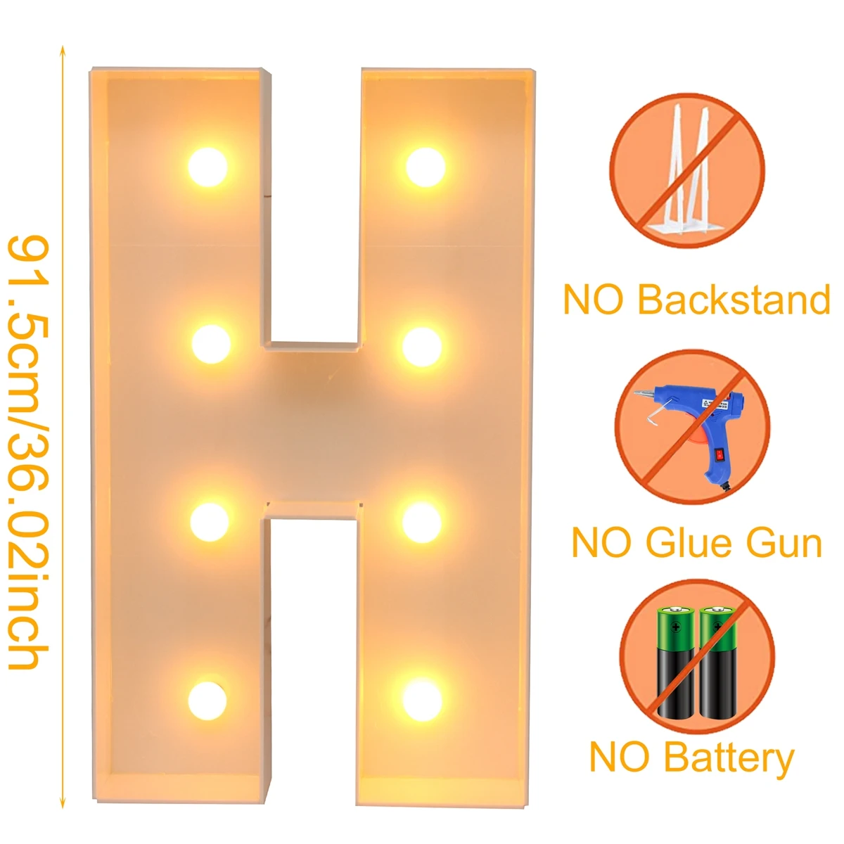 91,5 cm Warm Light Up Giant Letter Led Light Frame Box Ballonvuldoos met 10 lampen Verjaardag Bruiloft Kerst Decor Babyshower