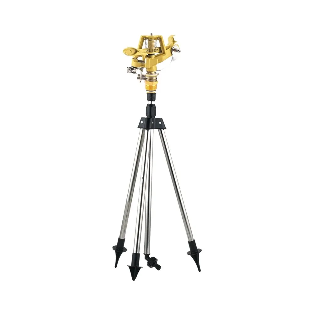 Brass Reinforced Tripod Sprinkler with 360 Degree Coverage Pattern and for Adjustable Height Range for Placement Options
