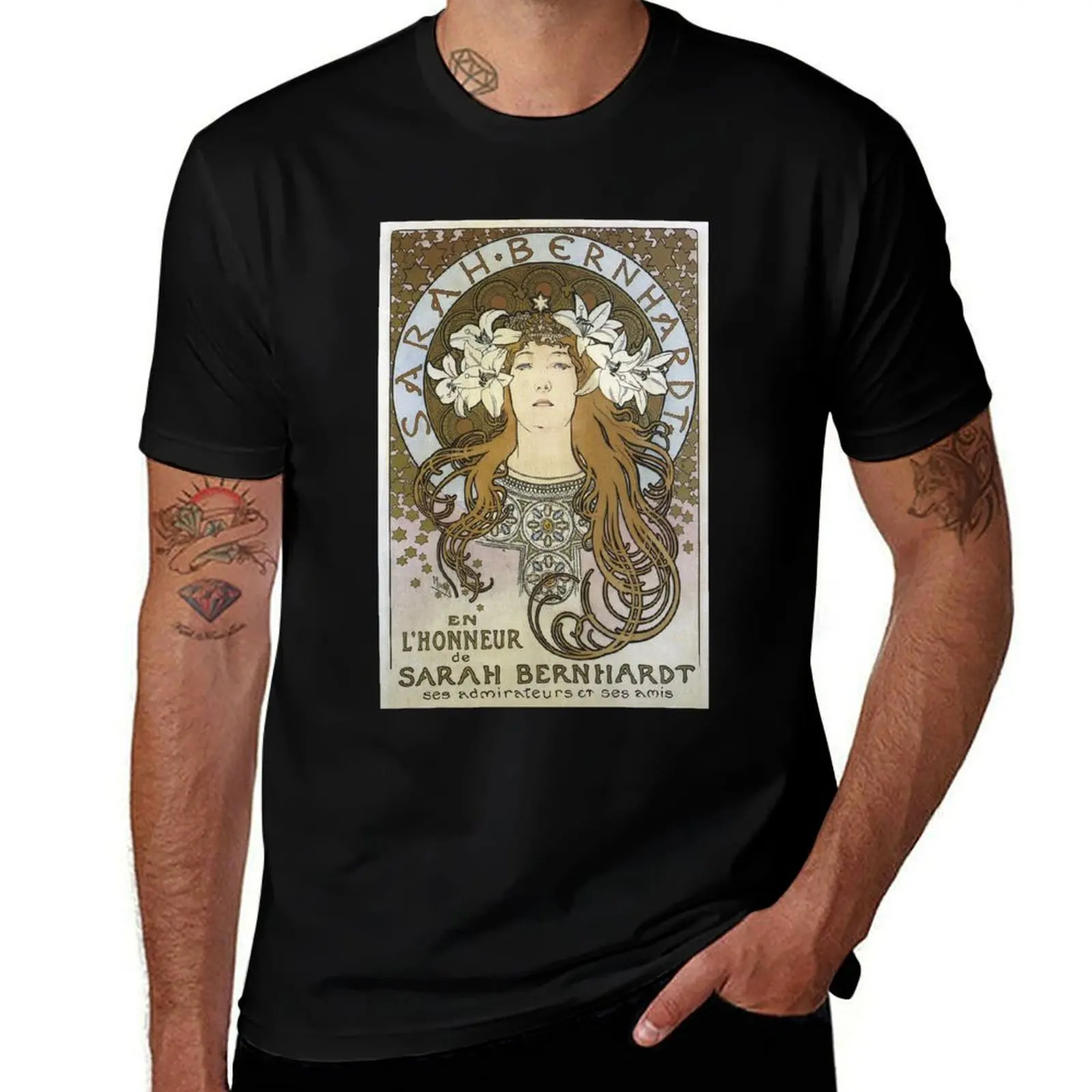 

En l’Honneur de Sarah Bernhardt, by Alphonse Mucha. (Original colors) T-Shirt blanks Men's cotton t-shirt