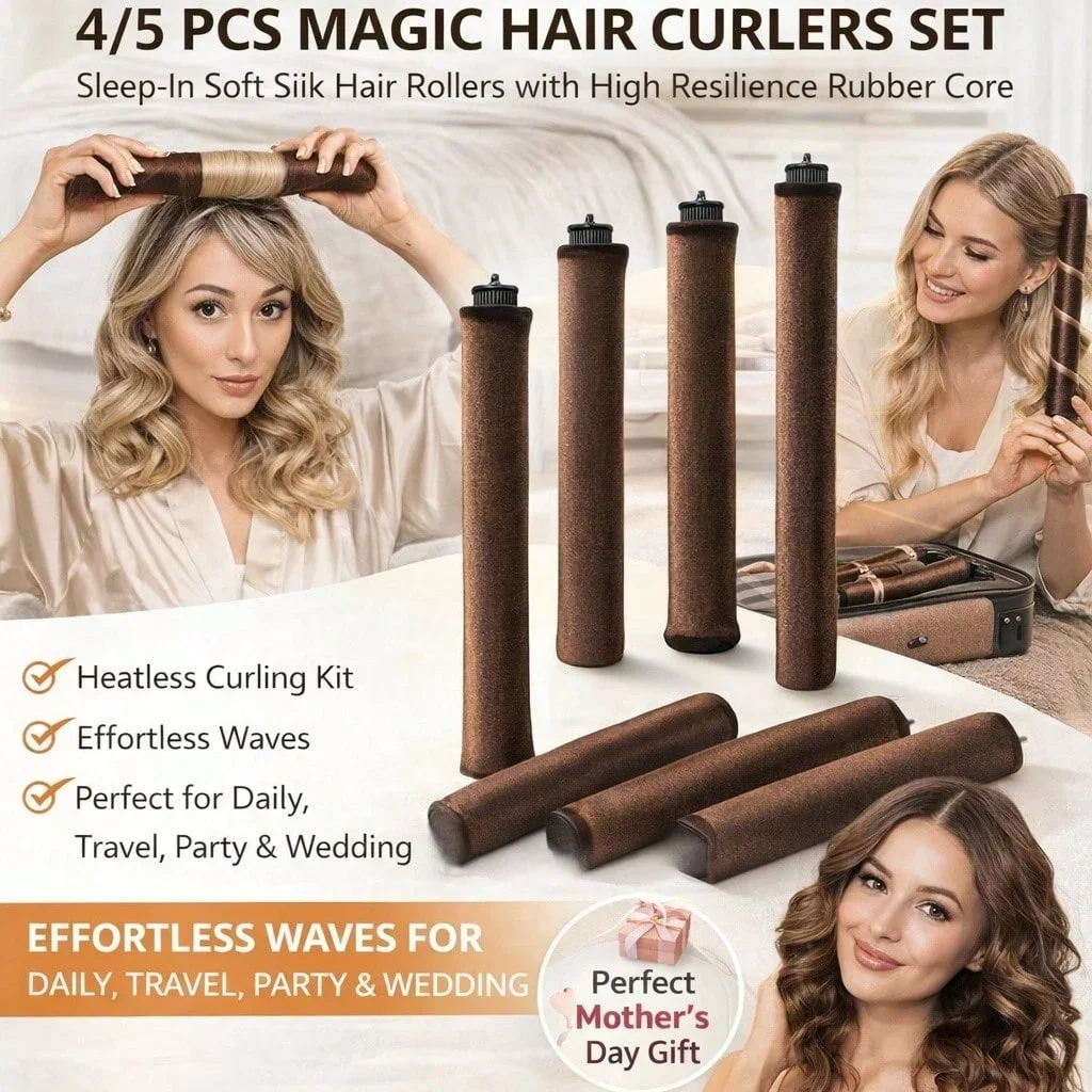 Heatless Curling Rod Hair Curler Set Overnight No Heat Curlers Soft Silk Hair Rollers Long Hair Styling Tool
