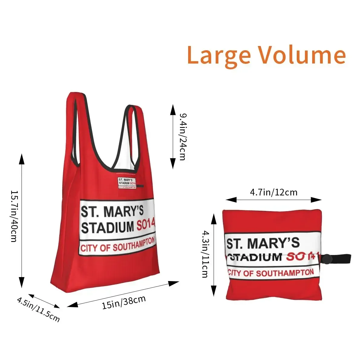 Southampton Football Team St. Mary's Stadium Street Sign Portable Tote Bags Foldable Shoulder Shopper Bag Grocery Handbag
