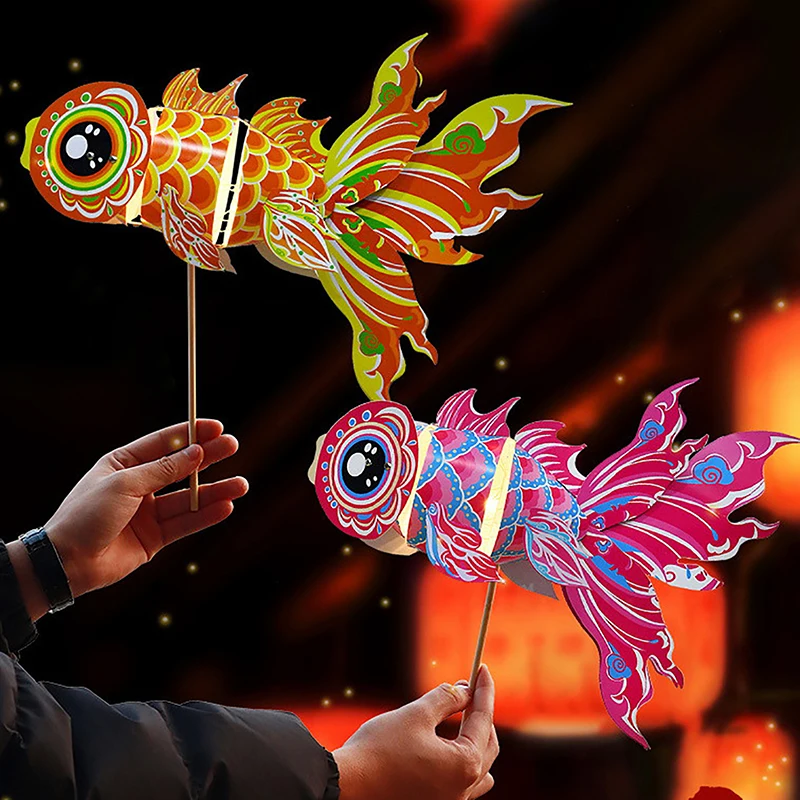 1Set Handgemaakte DIY Lucky Goldfish Lantaarn Mid-Autumn Festival Immateriele Cultureel Erfgoed Kinderen Lantaarns