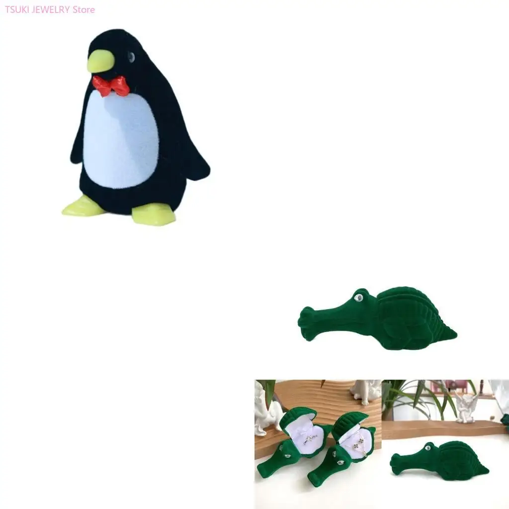 

62KE Lovely Animal Rings Box Elegant Jewelry Organizers for Travel and Gifts