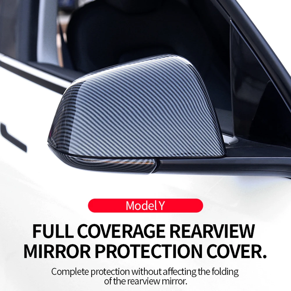 Car ABS Paste Side Door Mirror Cover For Tesla Model Y 2021-2023 Auto Exterior Accessories Sides Rearview Cover