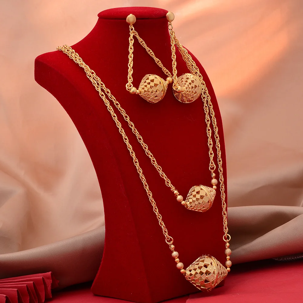 

Gligli Luxury Dubai 24k Gold Color Jewelry Sets For Women Girls African Wedding Gifts Bridal Necklace Earrings Jewellery Set