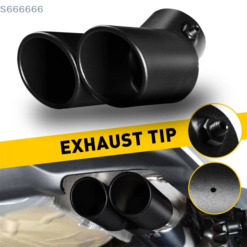

1Pcs 63mm Universal Car Dual Outlet Exhaust Stainless Steel Black Exhaust Tip Muffler Tail Double Pipe Tube Tips Car Accessories