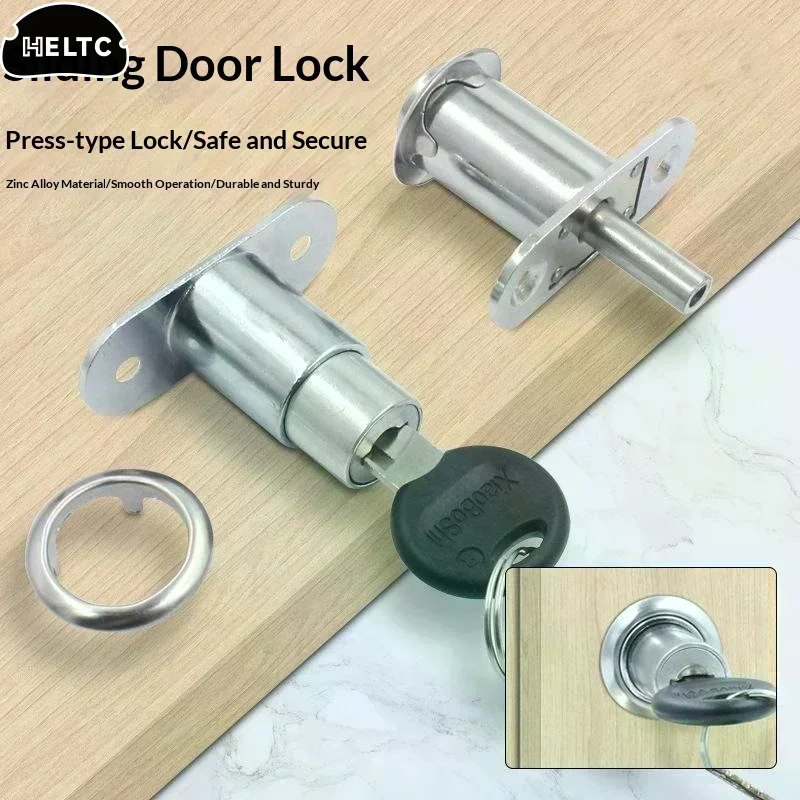 Press Type Sliding Door Lock Zinc Alloy Plunger Lock For Cabinet Drawer And Wardrobe Security