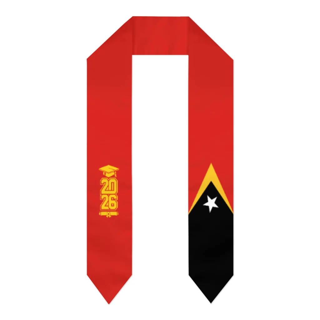 

Class of 2026 East Timor Flag Scarf Graduation Sash Stole International Study Abroad Adult Unisex Party Accessory Top Print