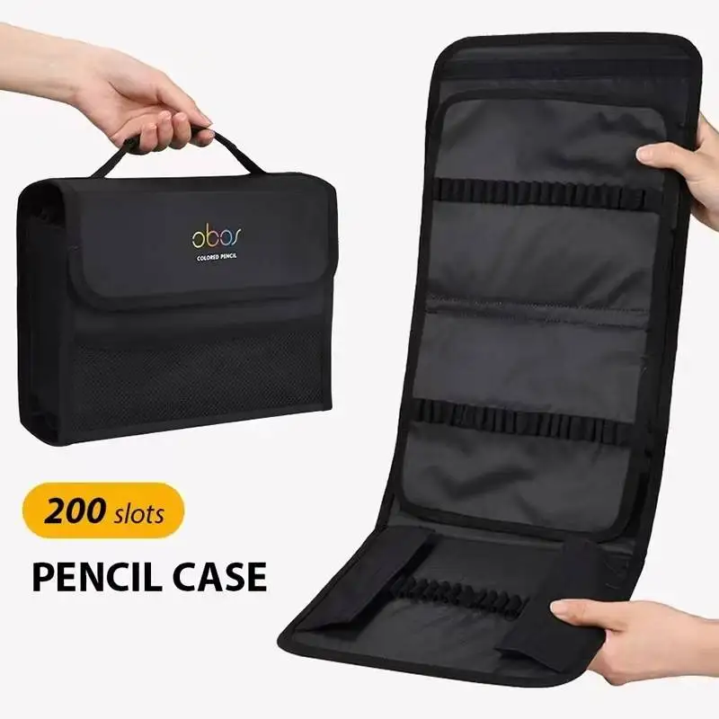 OBOS-Bolso de mano portátil de gran capacidad, bolsa de arte desmontable de múltiples capas, soporte para lápices, bolígrafos de Gel, marcadores, Resaltadores