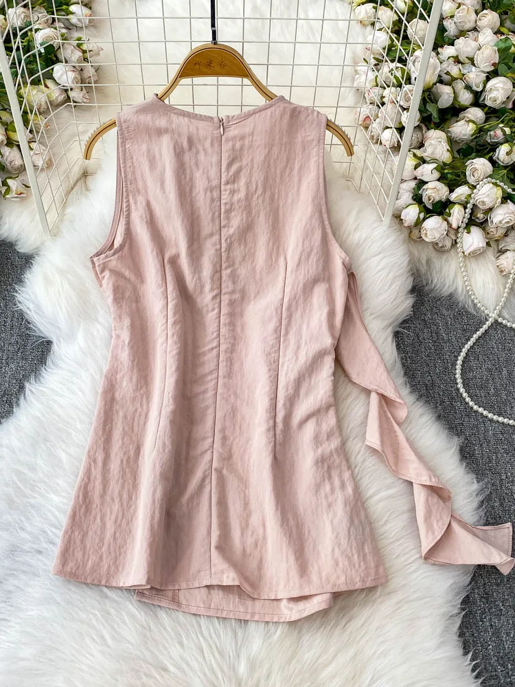 

Ele Svel круглый жилет Ne, женский модный плиссированный облегающий топ с поясом и асимметричным разрезом, для поездок на работу, обычная длина