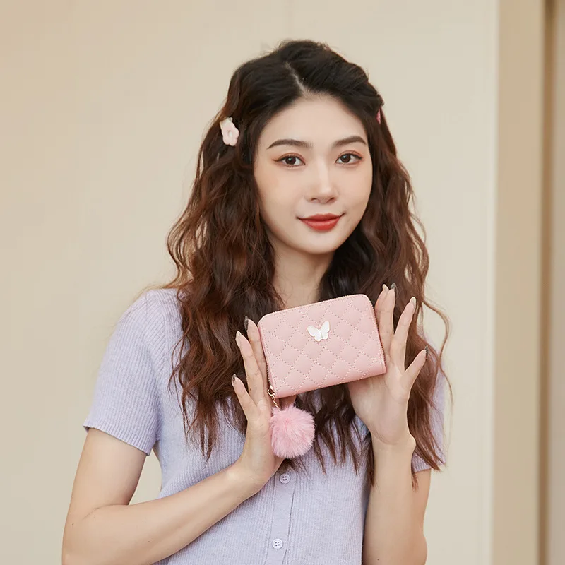 2025 جديد عصري Shortie بولي Leather حقائب كتف نسائية جلدية حقيبة نسائية للعملات المعدنية محفظة فراشة المرأة الترفيه حافظة للبطاقات ومحفظة صفر