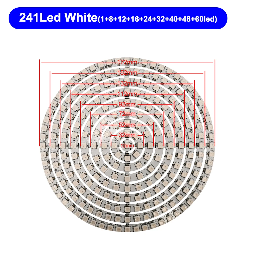 DC5V WS2812B RGB Led Ring Individually Addressable 3Pin WS2812 Round Module 5050 Built-in Pixel 1 8 16 24 35 45 60 88 93 148 241