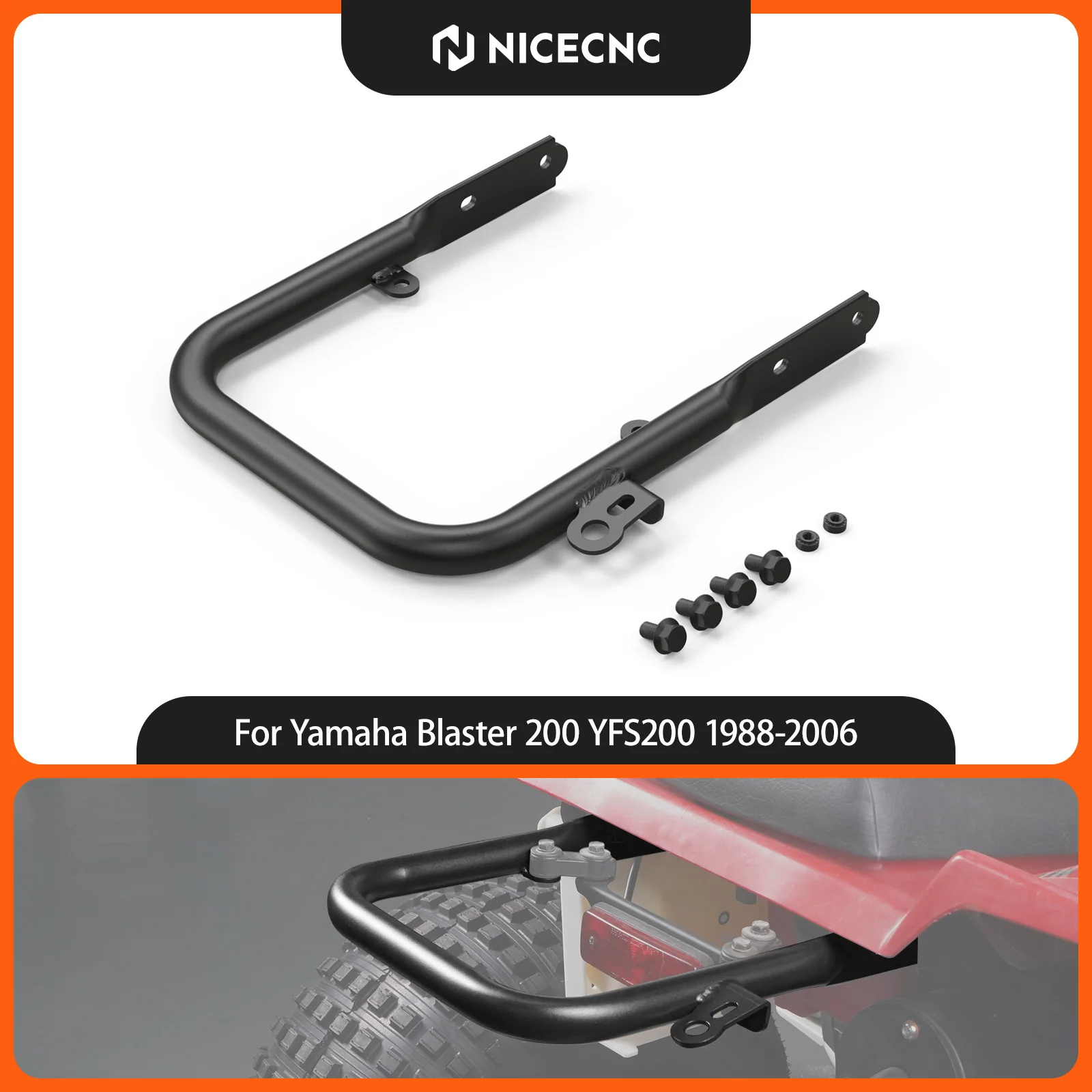 NICECNC For Yamaha Blaster 200 YFS200 YFS200SE 1988-2006 Rear Grab Bar ATV Accessories Heavy-duty Carbon Steel 5KJ-2845R-00-00
