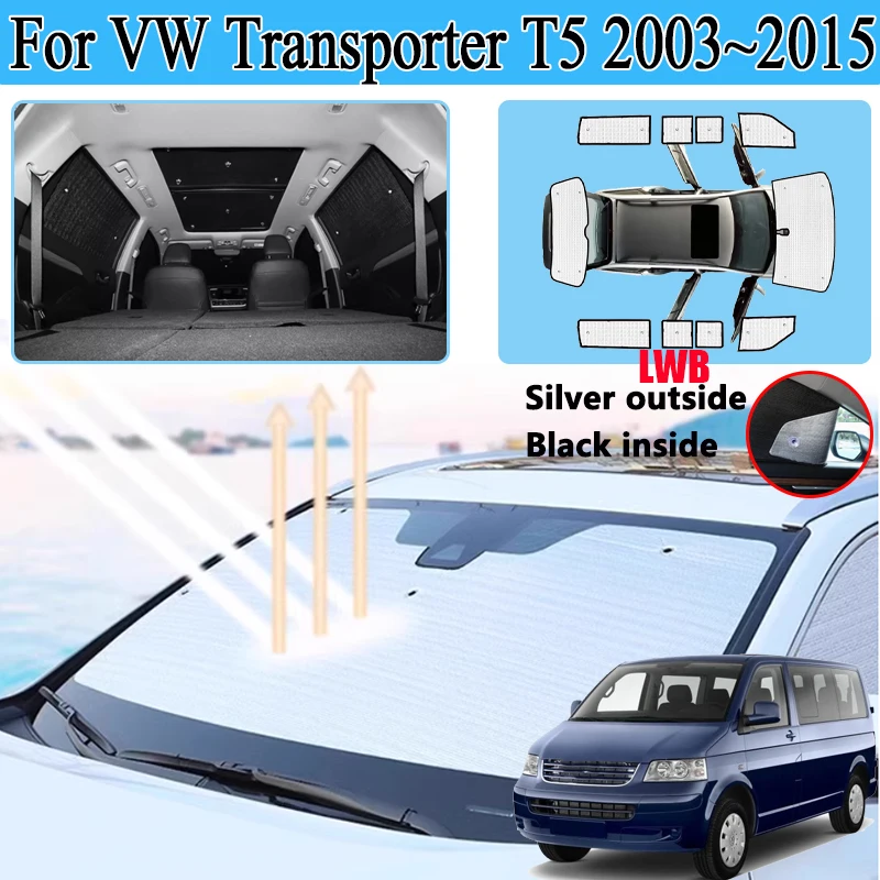 

Для Volkswagen VW Transporter T5 Аксессуары LWB 2003 2004~2015 Полное покрытие Солнцезащитный козырек на лобовое стекло Окно Shaby Visor Солнцезащитные козырьки