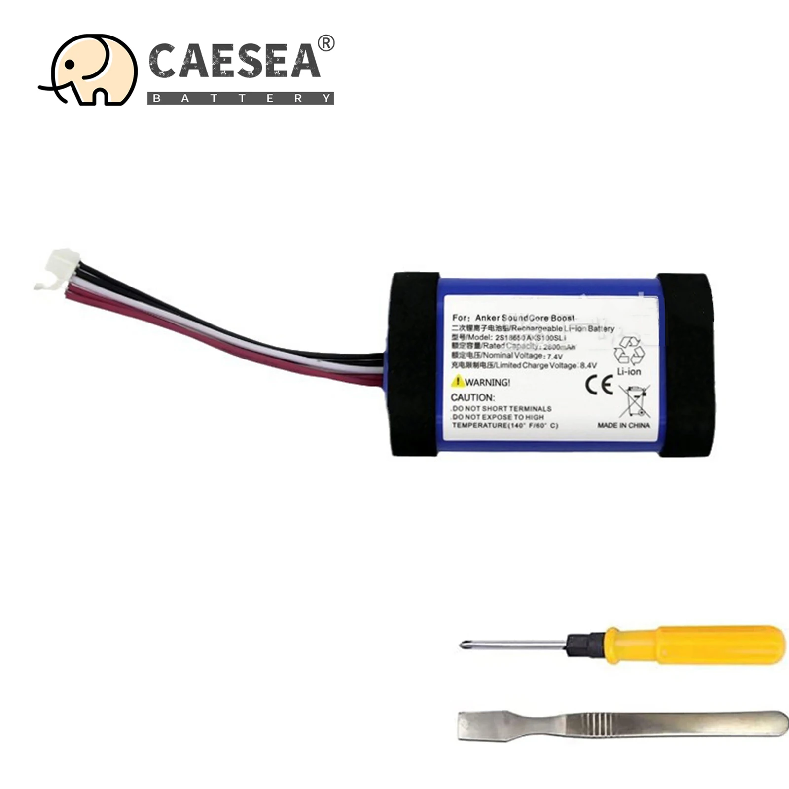 CAESEA 7.4V 2600mAh for ANKER for Soundcore Boost Portable Battery Part No: 2S18650