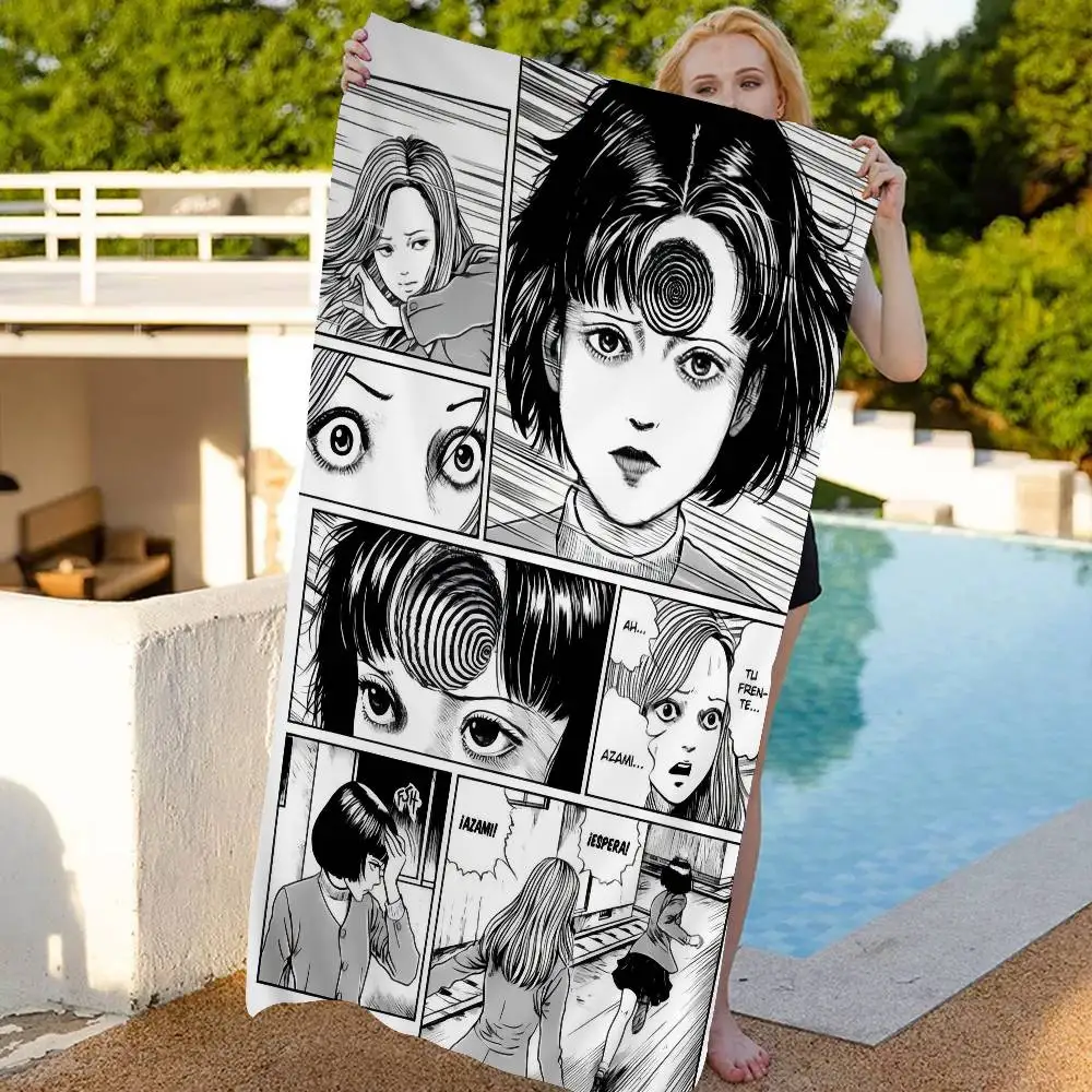 J-Junji Ito T-Tomie Retro Cool Girl Microfiber Printed Beach Towel Mountain Climbing Yoga Beach Swimming Running Absorbent Towel