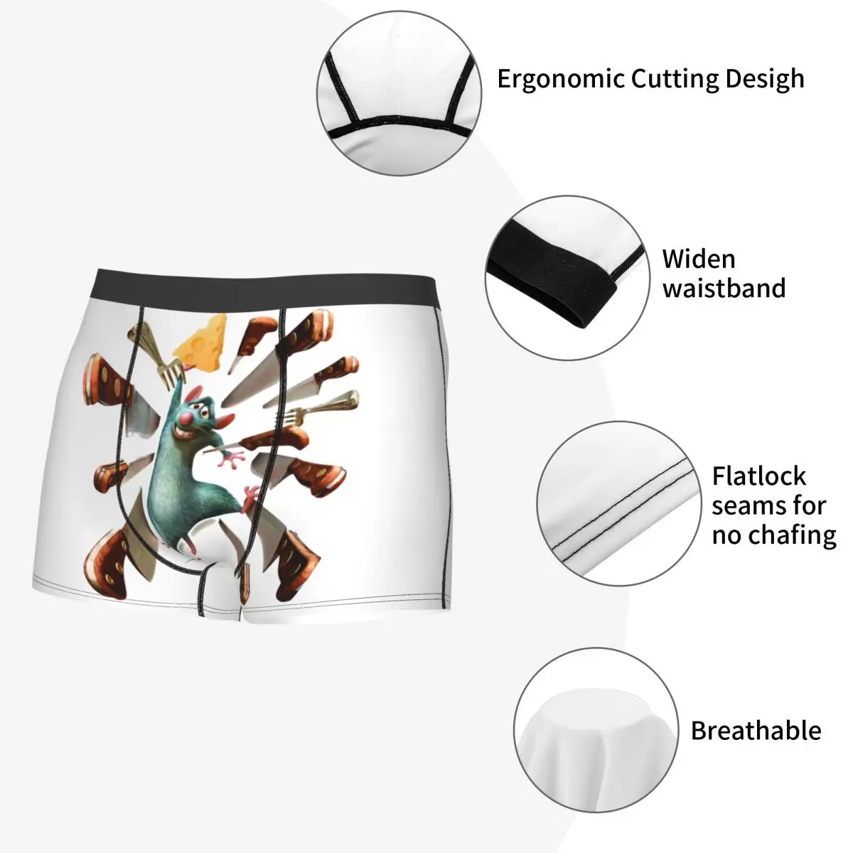 Ratatouille Remy Cartoon Movie Intimo da uomo Mutandine boxer personalizzate stampate sexy