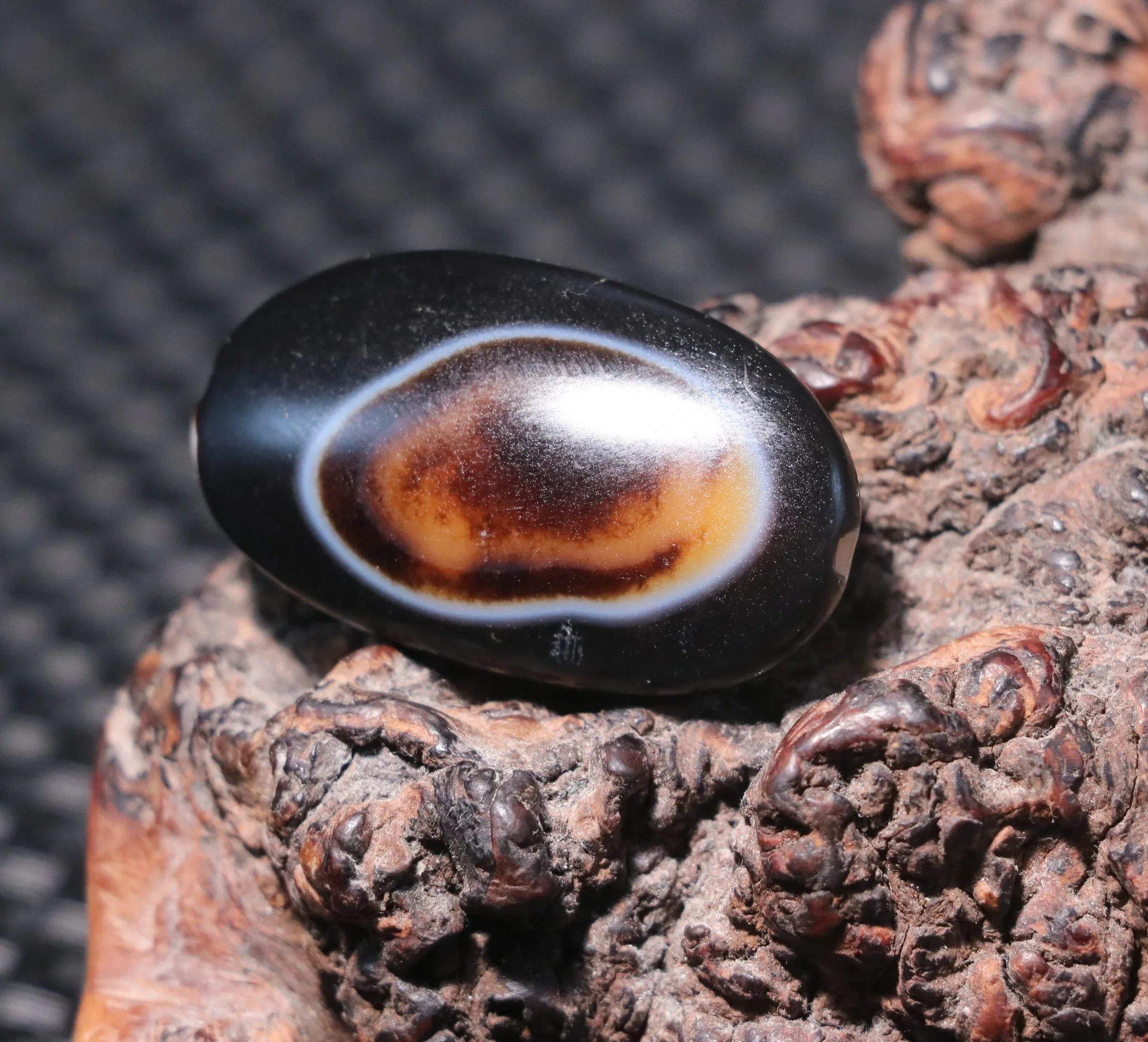 Magic Energy Tibetan Old Agate Goat Heaven Eye Small dZi Bead Pendant Amulet $$$ Timestown  AA