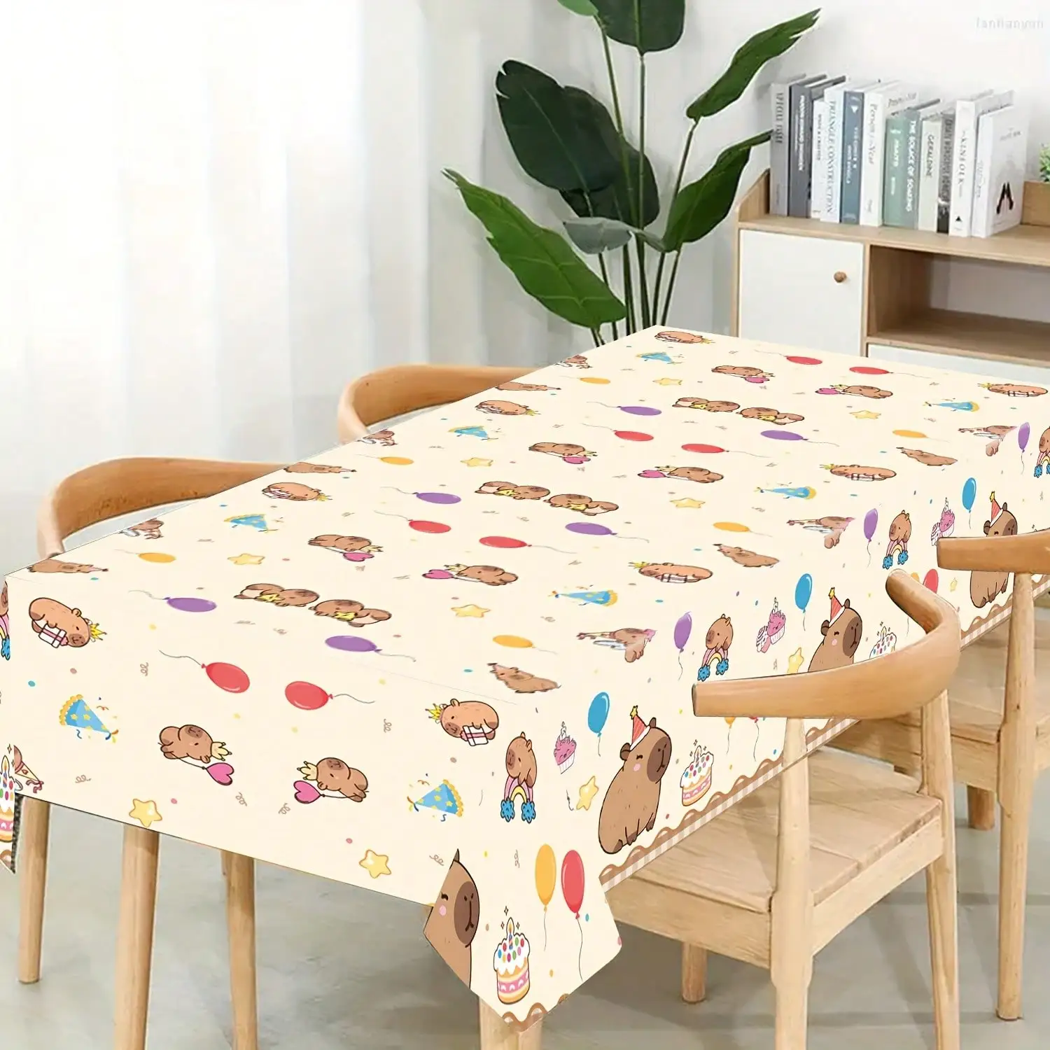 

3pcs Rectangular Disposable Oil-Proof Polyethylene Tablecloth with Festive Animal Print for Parties, Dining, Camping