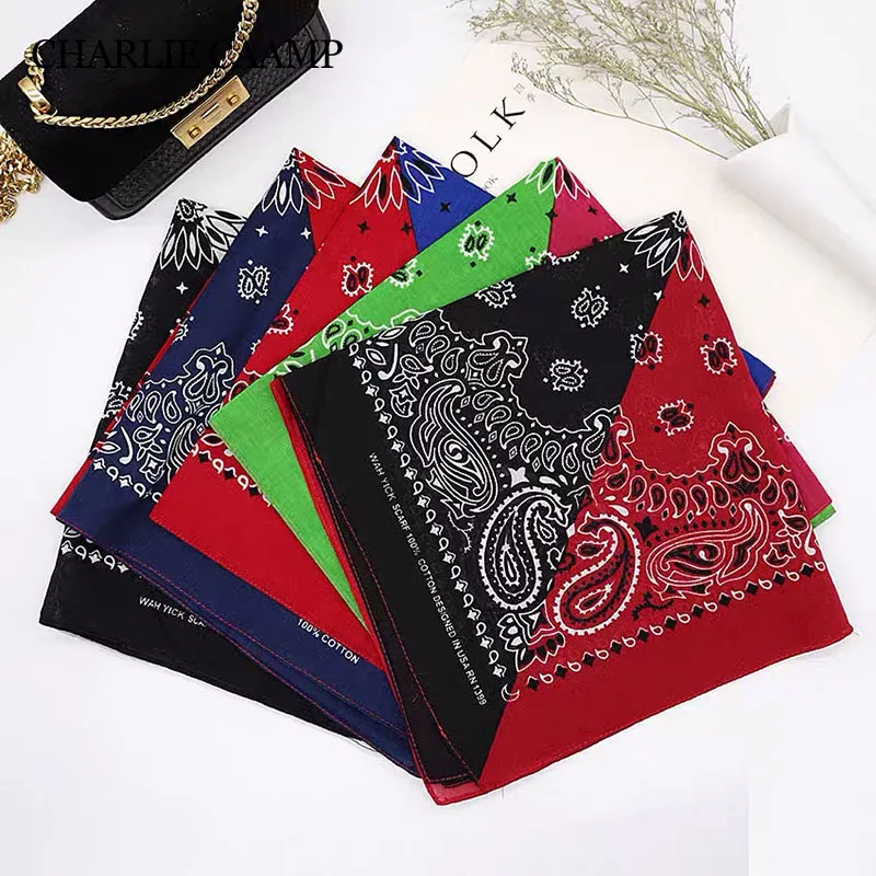 100% Cotton Bandana Square Scarf Fashion Hip Hop Cashew Black Red Headband Print For Women Men Boy Girl Hijab Hot Sale 55cm*55cm