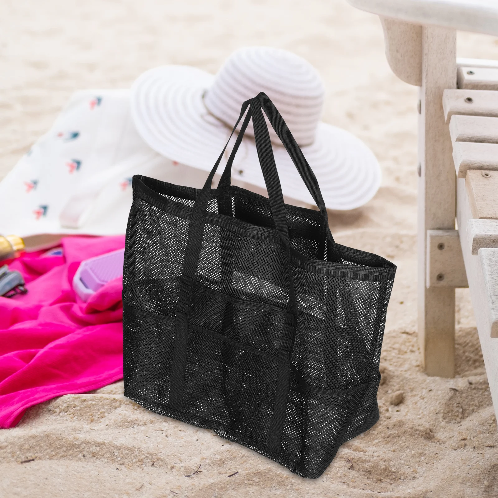 

Extra Large Beach Tote Bag for Swimming Mesh Design Lightweight for Women Sand Gear Outdoor Use