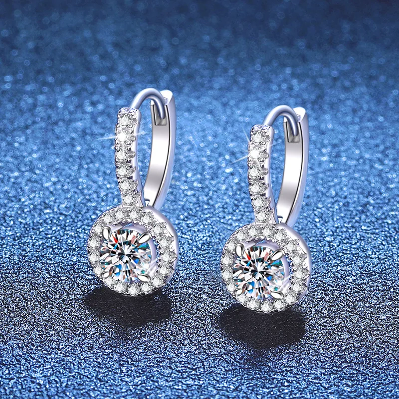 

HAIMAITONG PT950 Platinum Высокотекстные европейские и американские трансграничные серьги, серьги с муассанитом, круглая сумка 1-каратного мотисса