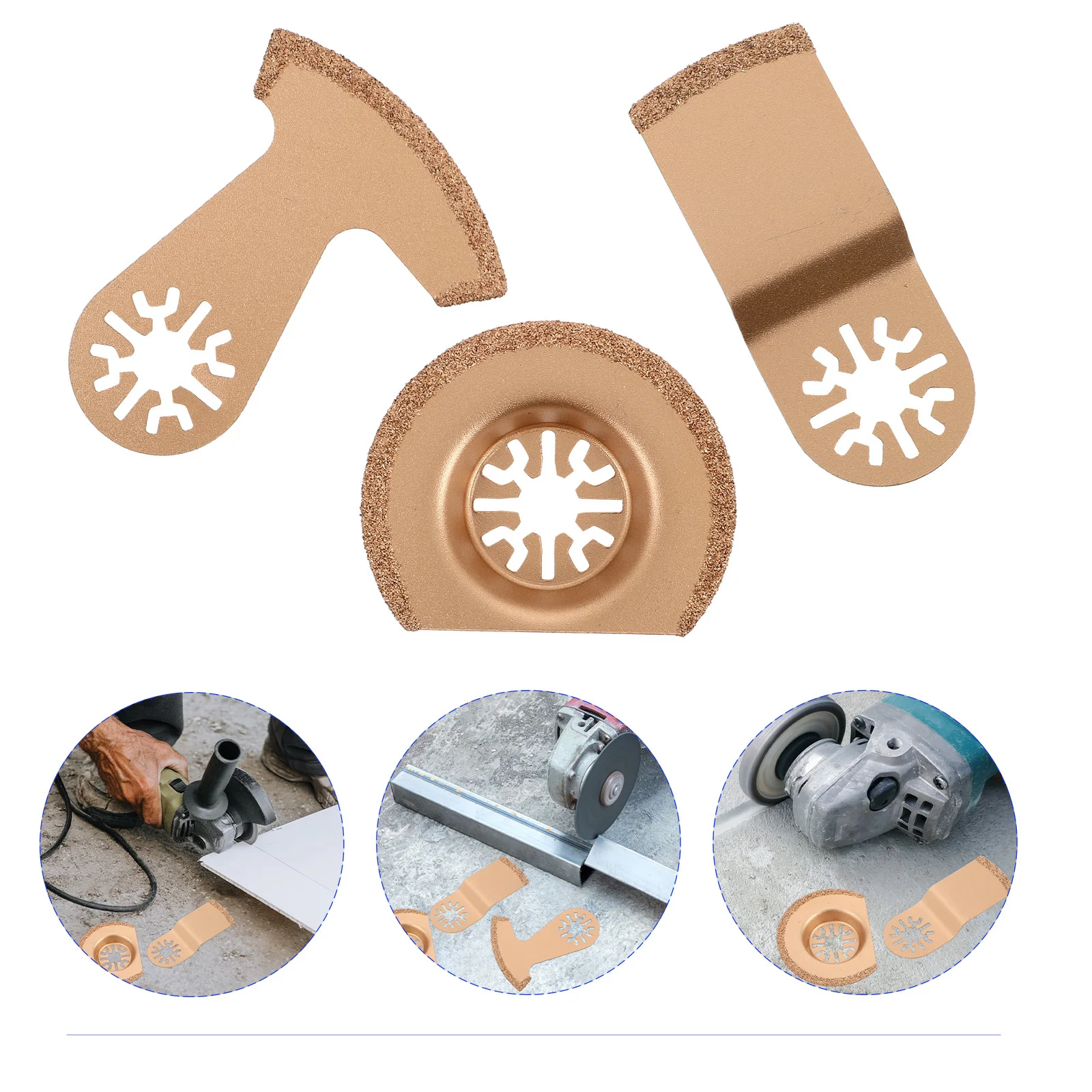 

3Pcs Closed-End Carbide Saw Blades Multi Tool Segment Swing Oscillating Blades for Precise Wood Metal Grout Cutting