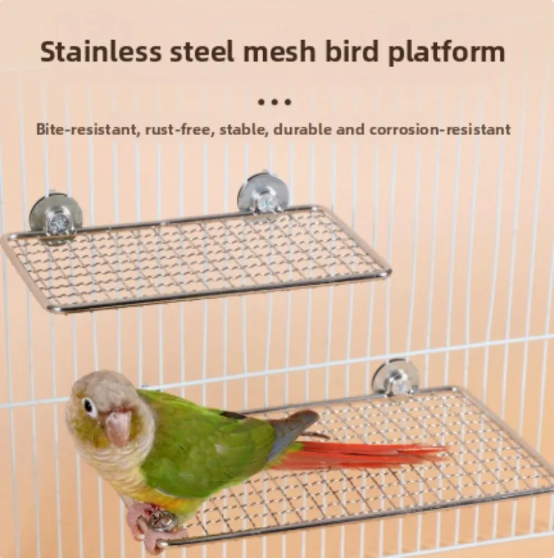 1pc Versatile Stainless Steel Parrot Perch Toy Durable & Washable Bird Resting Stand Platform for Pet Bird Parrot Cages Supplies