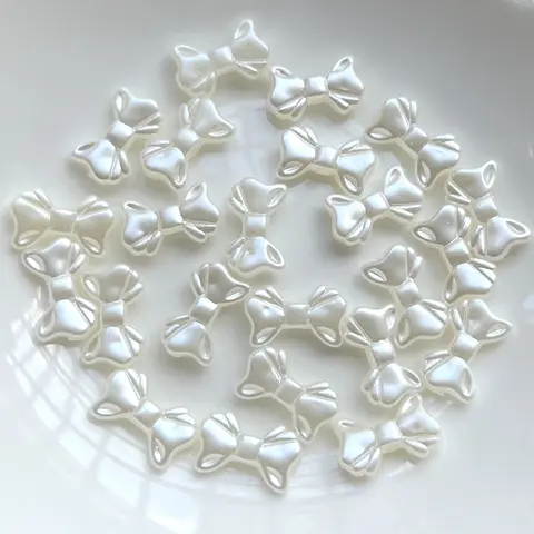 30pcs ABS 나비 매듭 느슨한 구슬 흰색 직선 구멍 DIY 구슬 수제 재료 액세서리 진주 구슬