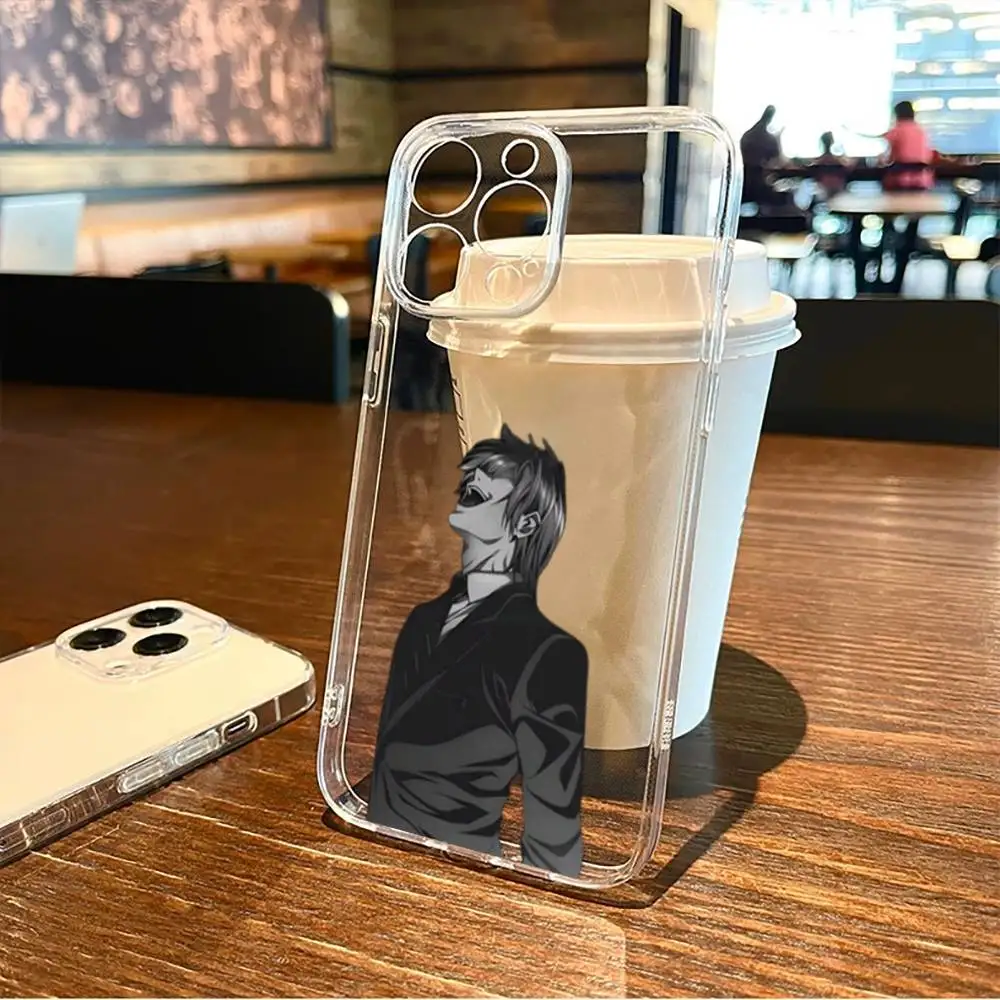 Anime D-Death N-Note Phone Case For iPhone17,16,15,14,13,12,11 Plus,Pro Max Soft Transparent Cover