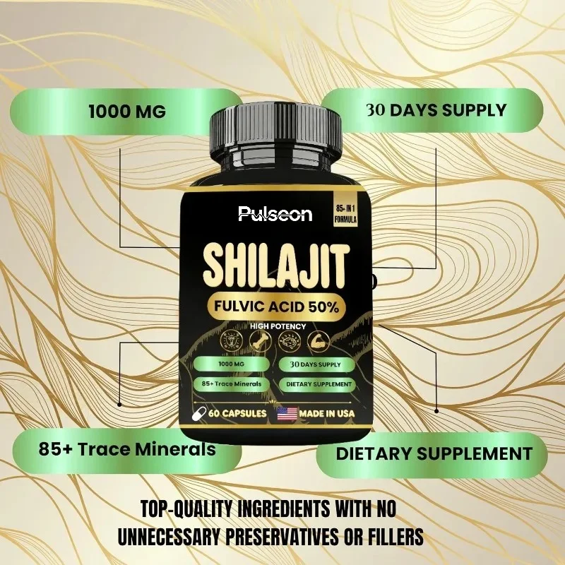Shilajit Capsules 22000mg Containing Humic Acid 85+trace Mineral Supplements - Women's Energy and Health Support