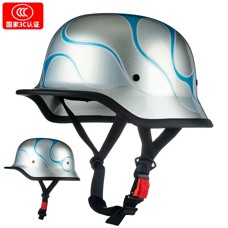 Duitse Soldaat Helm Motorfiets Voor Harley Retro Half Helm Motorhelm Zomer 3C Certificering Scoop Helm Cruise Auto