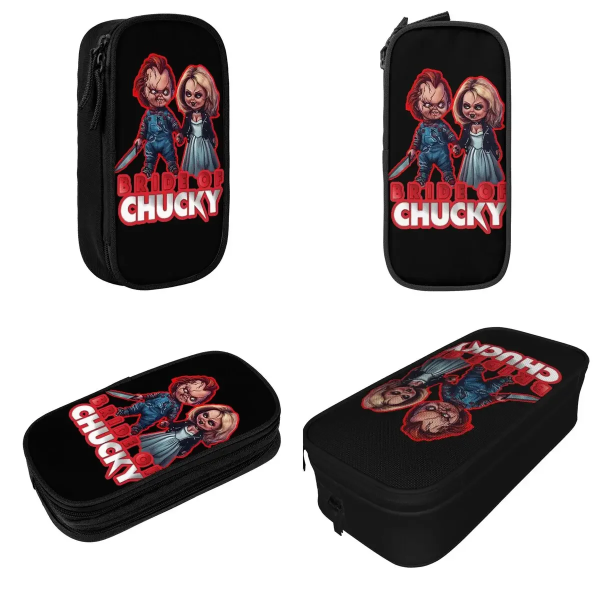 

Chucky Horror Doll Pencil Case Bride of Chucky Pencilcases Pen Holder Large Storage Bags School Supplies Gift Stationery