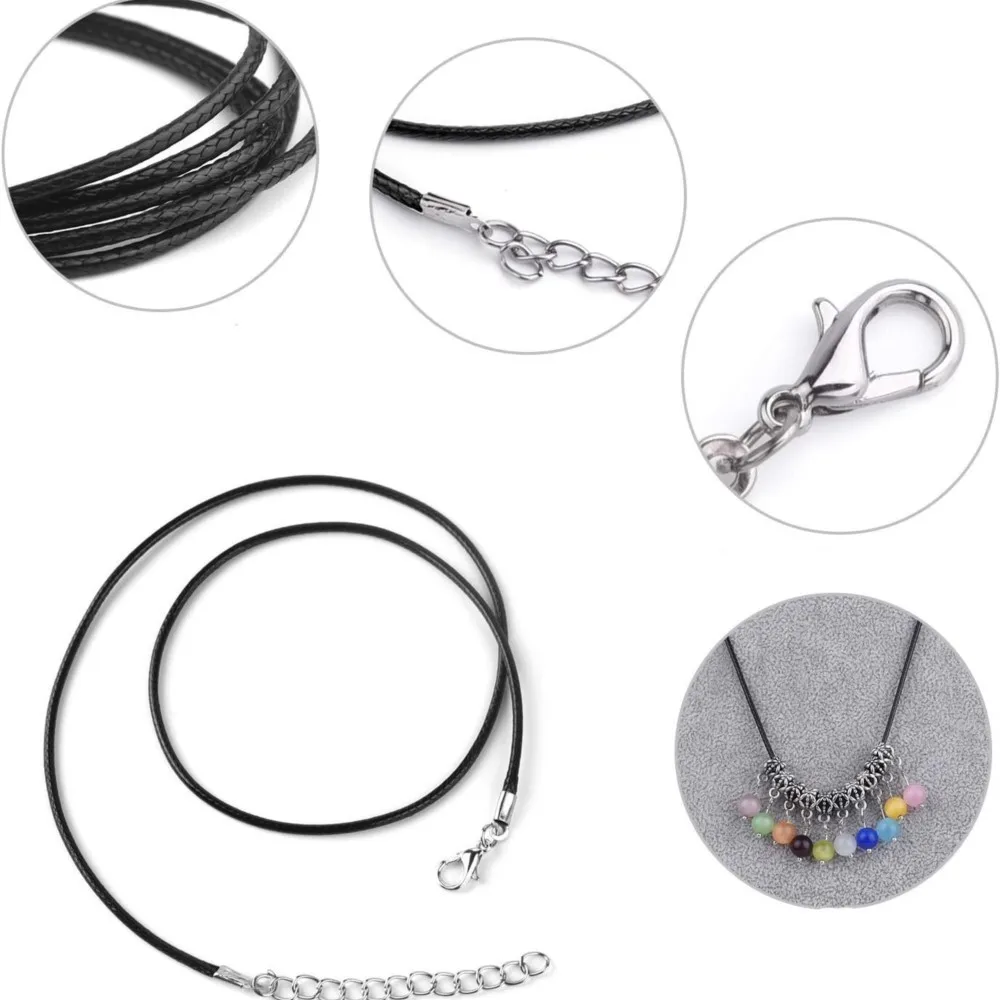 10/20/30/50Pcs Black Leather Cord Wax Rope Lobster Clasp Chain Necklace Pendant Chains For DIY Jewelry Making Supplies Accessory